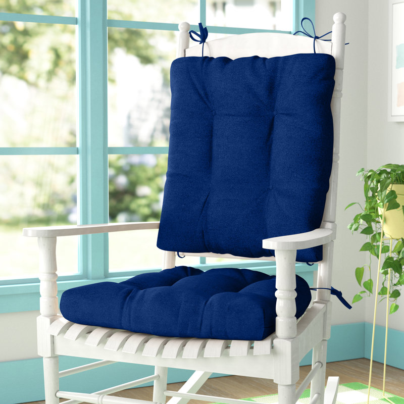 Azilal Indoor And Outdoor Patio Rocking Chair Cushion Set, Marine Blue