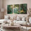 Ensemble de 3 tableaux muraux sur toile représentant un ruisseau en forêt et la lumière du soleil-821611857