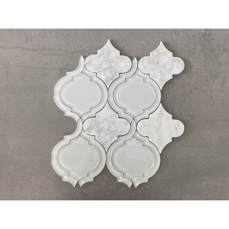 Carrelage mural mosaïque en verre et marbre, Blanc