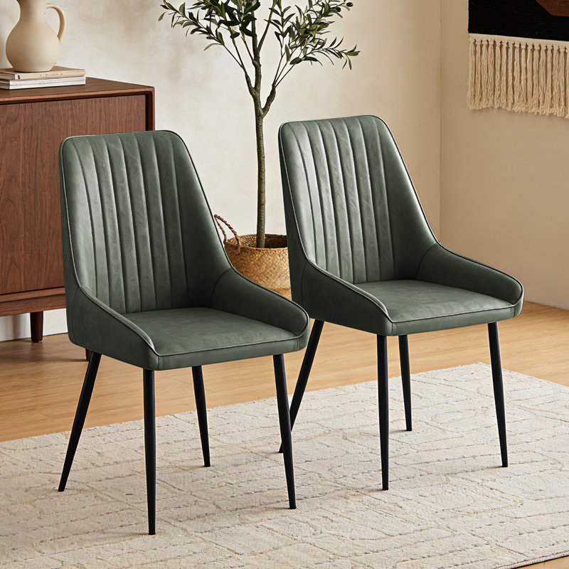 Modern Faux Leather Upholstered Dining Chair with High Back , Green