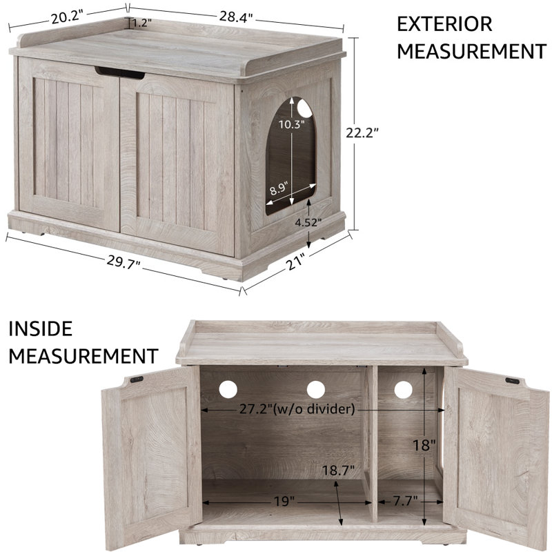 Litter Box Enclosure, Weathered Grey