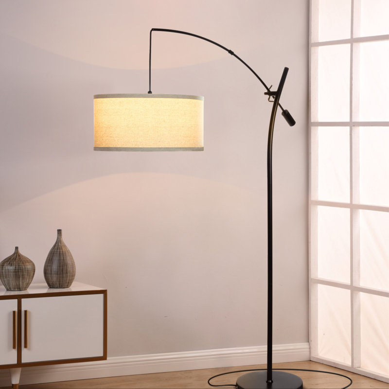 Brightech Grayson Modern Arc LED Floor Lamp - Adjustable Height, Black