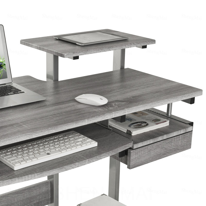 Bureau d'ordinateur complet, gris, Gris