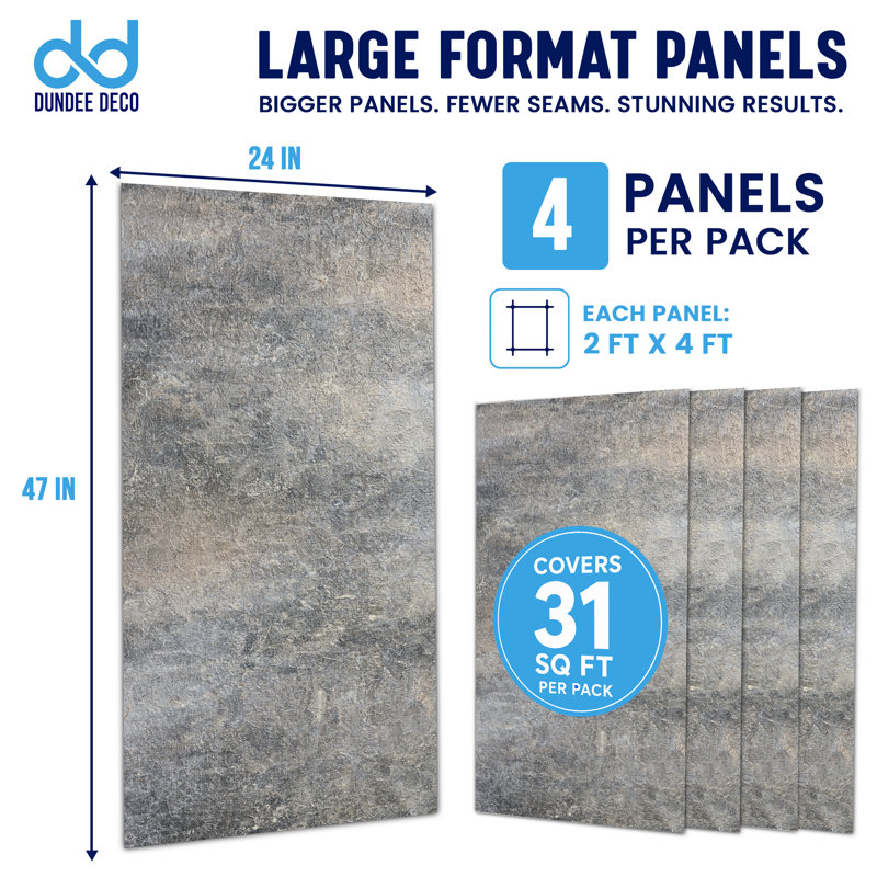 Panneaux muraux Falkirk Irvine II 23,6 po x 47,2 po SPC, Noir / Gris / Brun clair