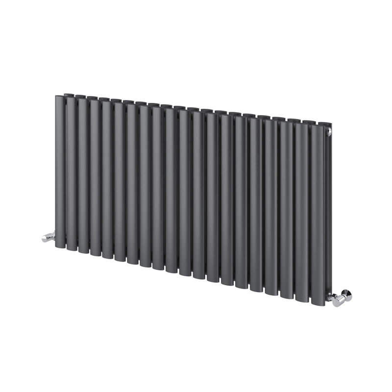  Horizontal Oval Panel Radiators, 600mm H x 1180mm W, Grey