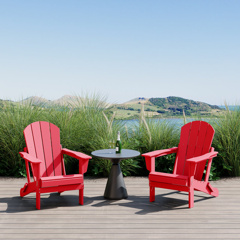 Laguna Foldable Outdoor Adirondack Set, Red