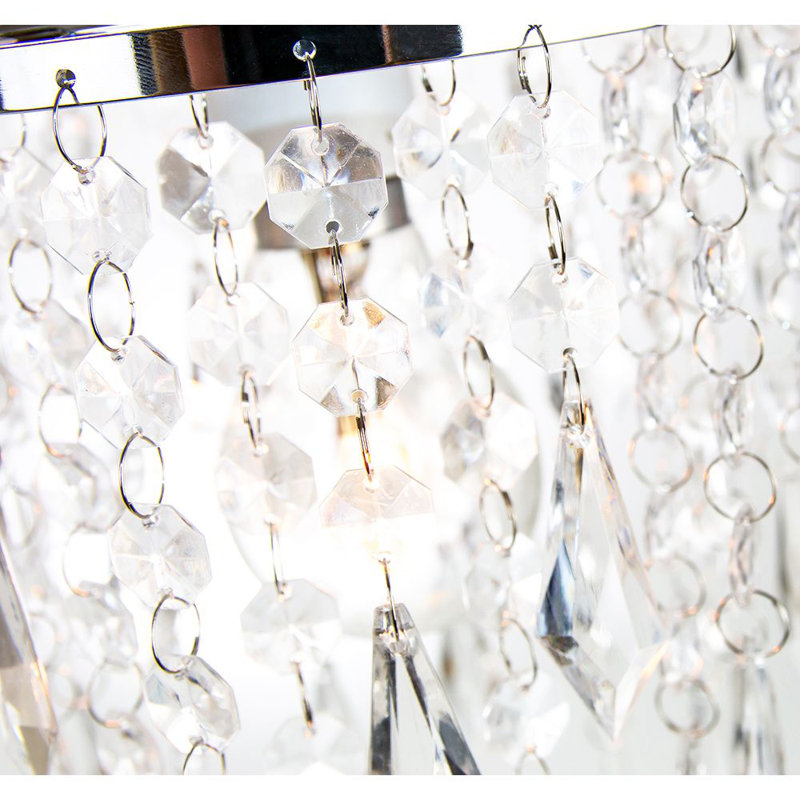 Modern Waterfall Design Pendant Shade with Acrylic Droplets and Beads, Clear