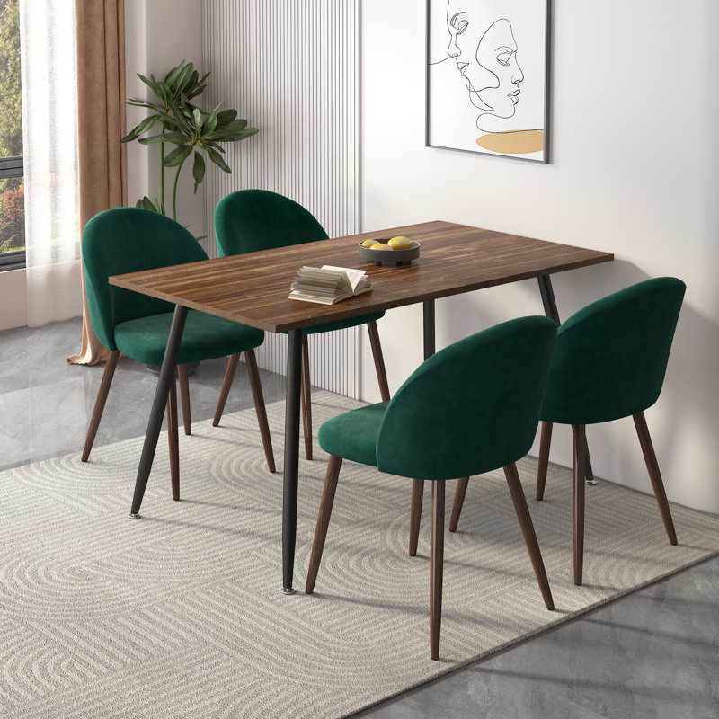 Ensemble de salle à manger rectangulaire L 31,4 po x l 51,1 po Meilani, Vert, Bois foncé
