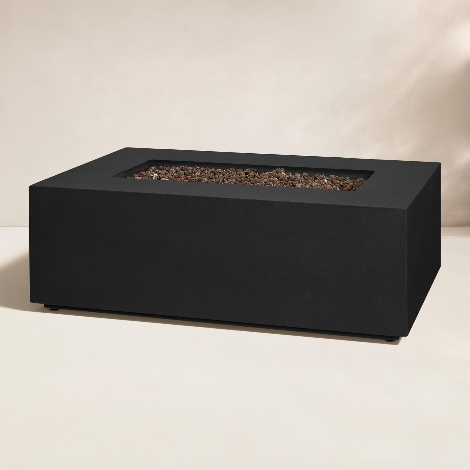Aegean Fire Pit Table, 14.5" H x 41.75" W x 26" D, Black