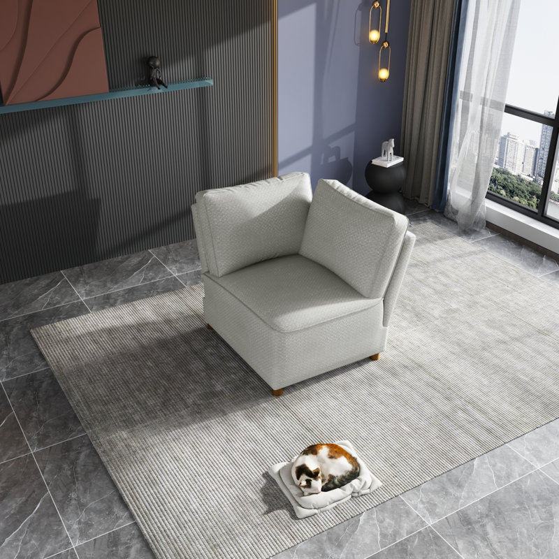 Bussell Upholstered Accent Chair, Light Gray Linen Blend