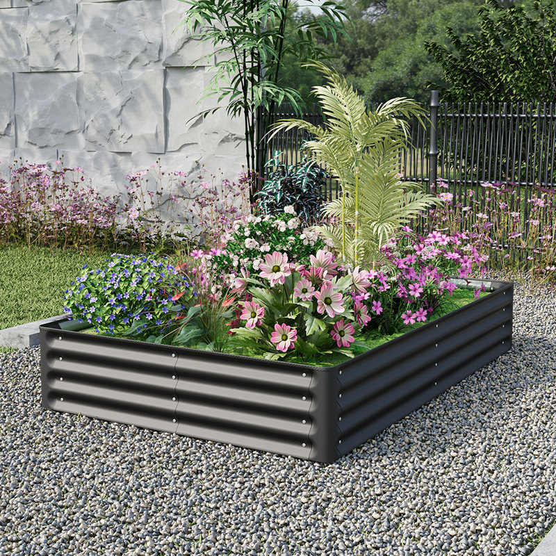 Raised Garden Bed, 30cm H x 180cm W x 120cm D, Black