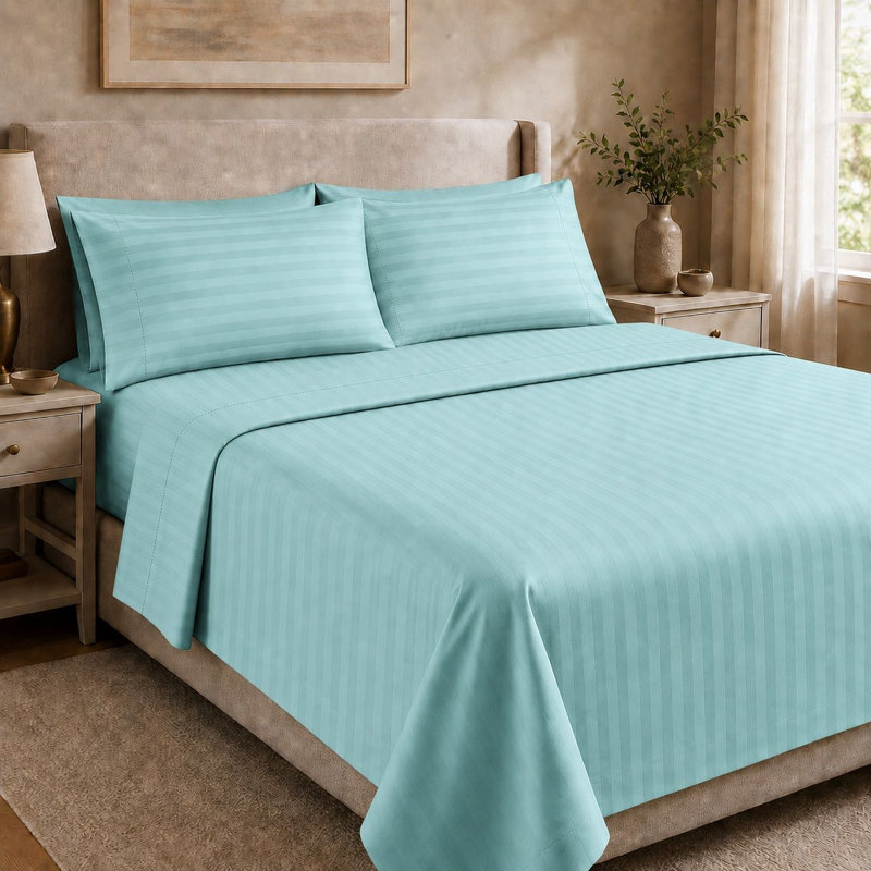 Ensemble de literie en coton égyptien à densité de tissage 1500 fils par Five Luxe Collection - Draps en satin de luxe avec ourlet élégant
