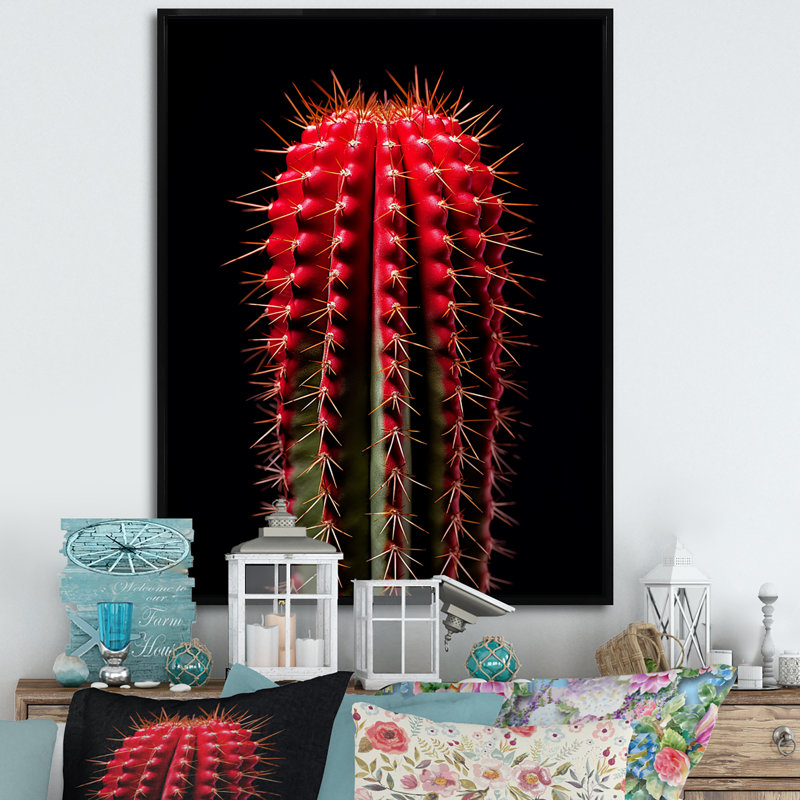Cactus monolithe marron rouge et noir - décoration murale cactus, Cadre flottant noir, H 20 po x l 12 po x P 1 po