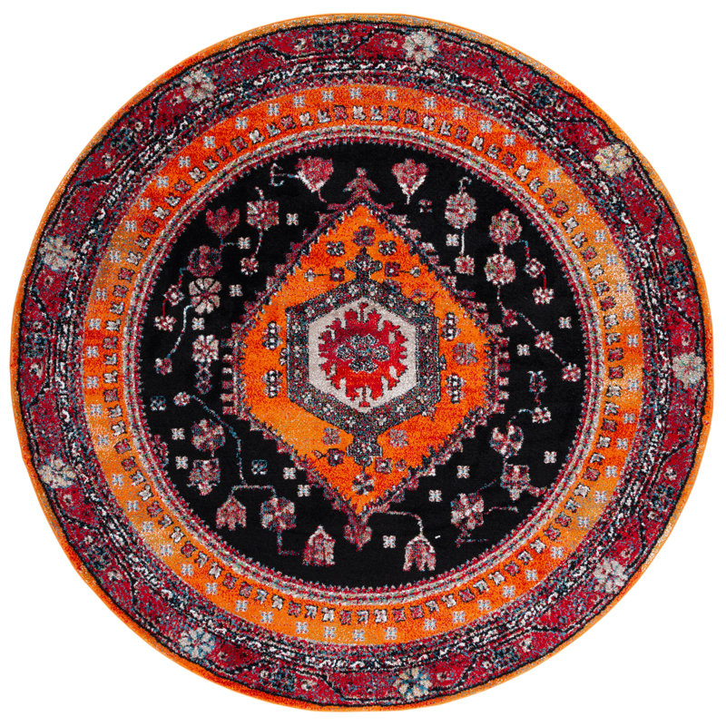 Vintage Hamadan Performance Oriental Rug, Round 6'7"