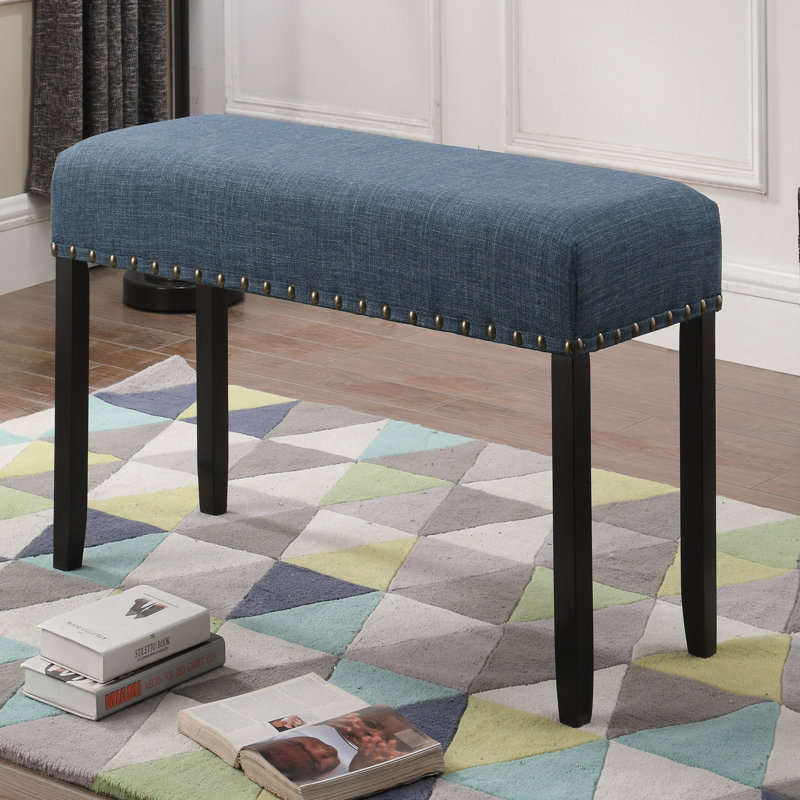 Banc de salle à manger en tissu avec garniture cloutée