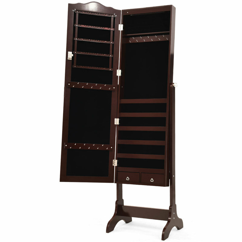 Armoire à bijoux avec miroir Ahlina, Brun