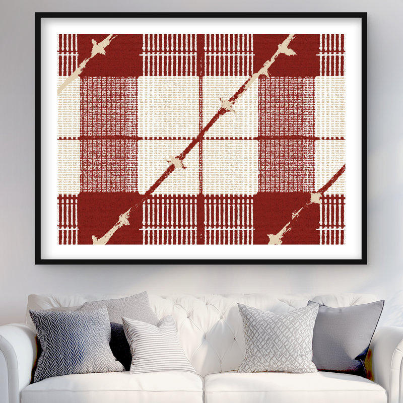 Motif de carré rouge - imprimé mat bleu encadré pour la décoration intérieure