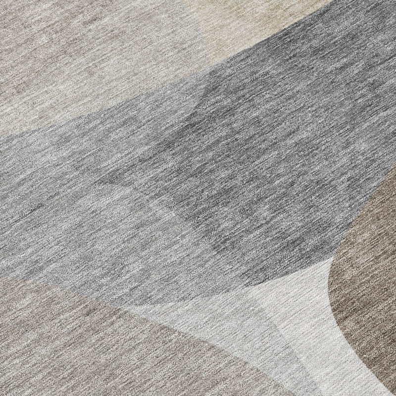 Tapis taupe Xhevrie intérieur / extérieur lavable à la machine, Tapis de couloir 2 pi 3 po x 7 pi 6 po