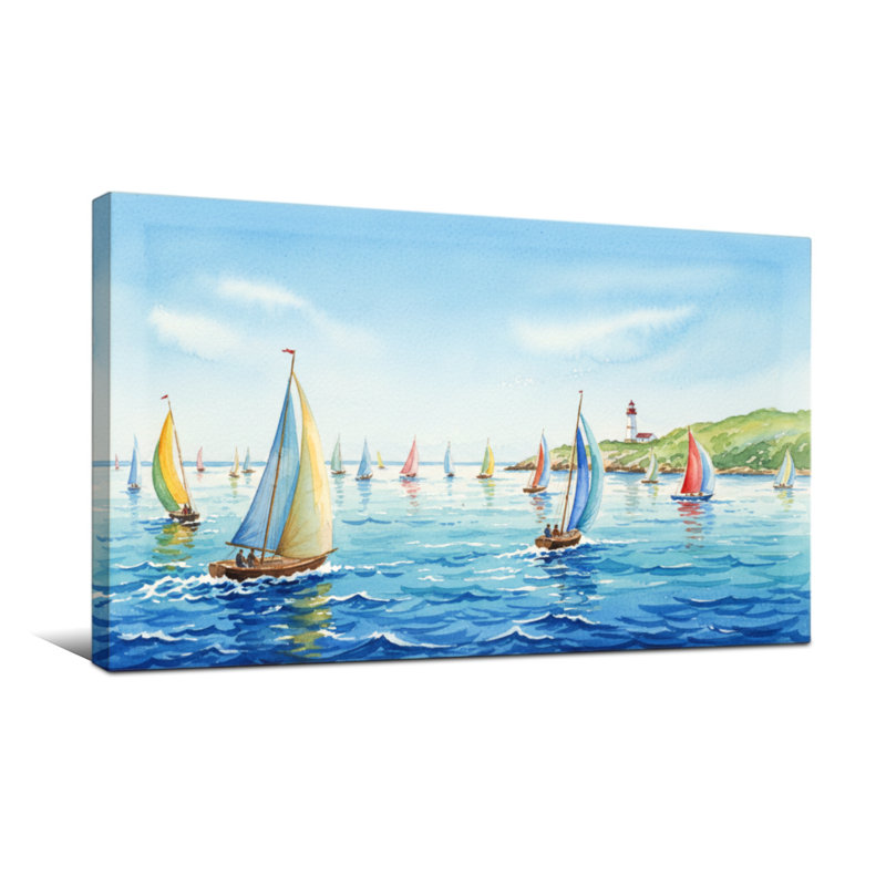 Voiliers nautiques et de plage flottant sur l'eau de mer, H 16 po x l 32 po