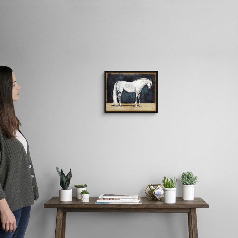 Équitation, art mural sur toile V, H 13 po x l 16 po x P 2 po, Toile avec cadre noir