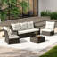 Ensemble de conversation en osier pour 5 personnes avec table basse en osier Lyerly-655801194-655801193