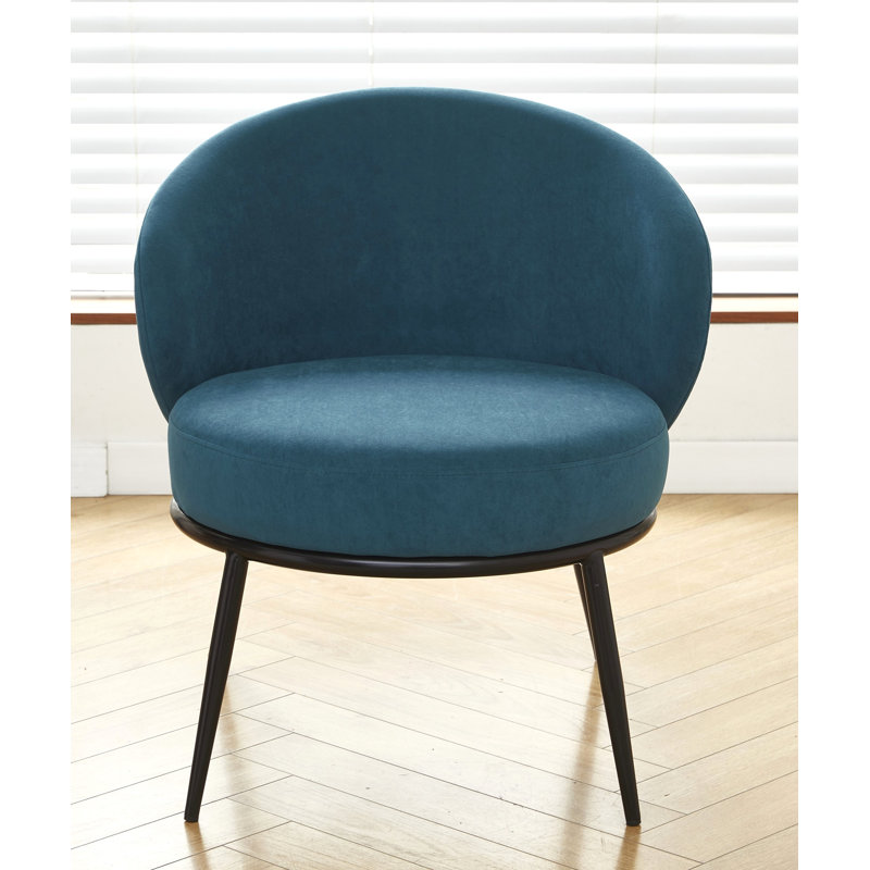 Velvet upholstery metal leg accent chair, Blue Velvet