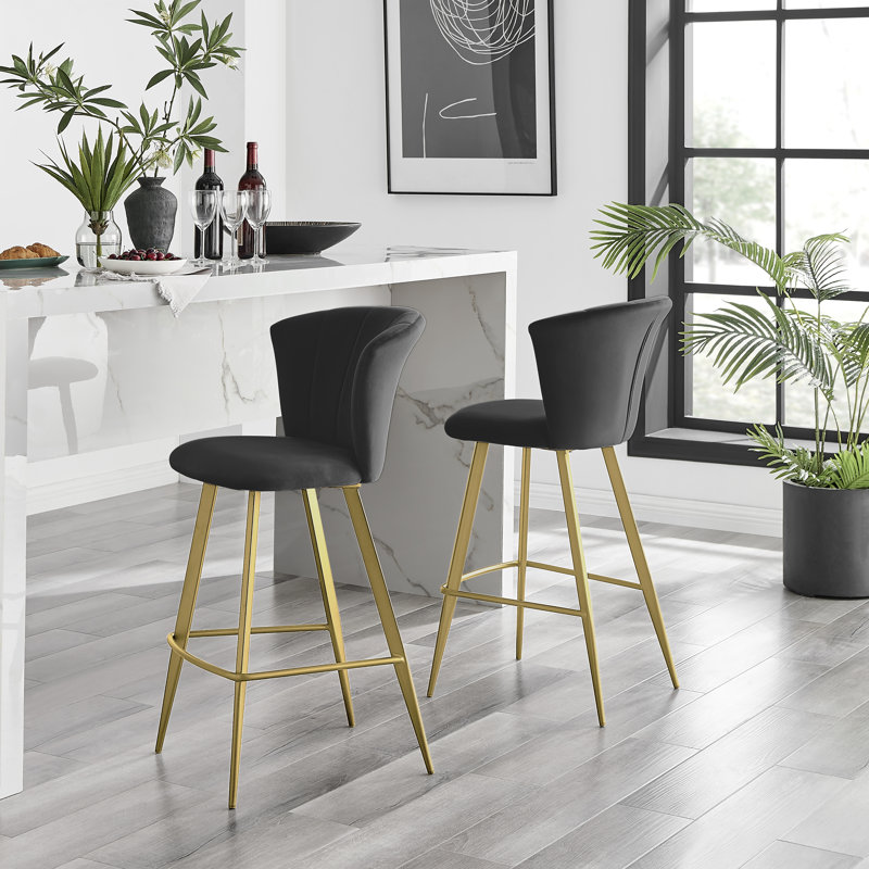 Tabouret de bar Juno, Or, Noir