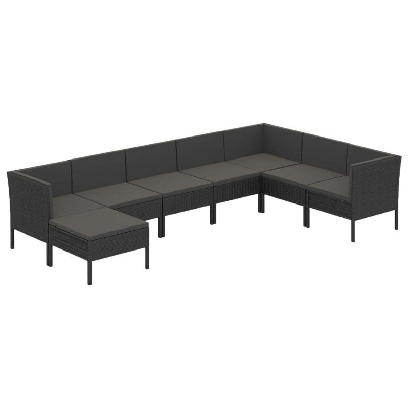 8 Piece Sofa Seating Group with Cushions, Black