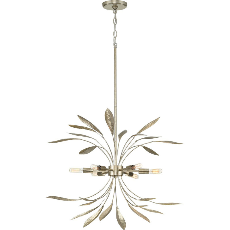 Luminaire suspendu unique à 6 lumières Stpierre, Argent doré