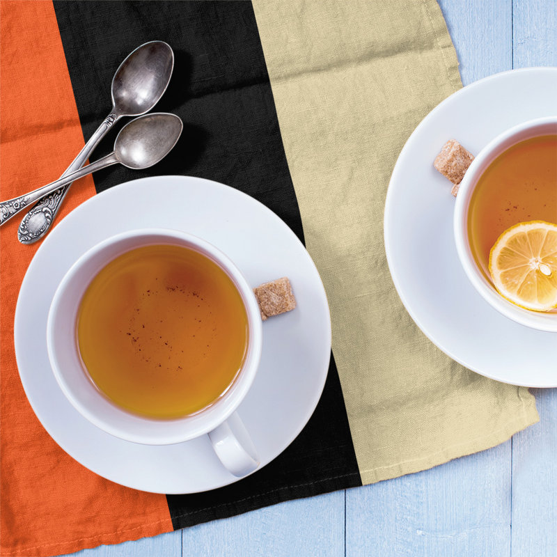Stripe Tea Towel Kitchen Towel, Cotton Twill, Orange/Black/Cream Baseball