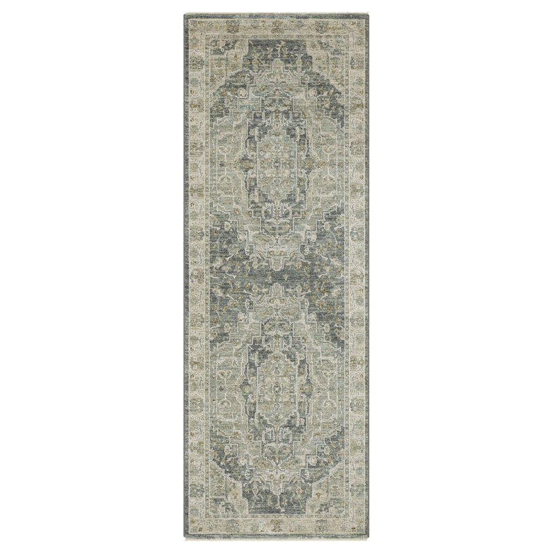 Tapis tissé gris foncé Kumra, Tapis de couloir 2 pi 7 po x 7 pi 3 po