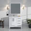 Meuble-lavabo blanc 36 po X P 22 po D, ensemble de dessus en marbre de culture décalé à gauche et robinet-117978700