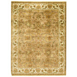 Hand Knotted Wool Oriental Area Rug in Brown And Ivory