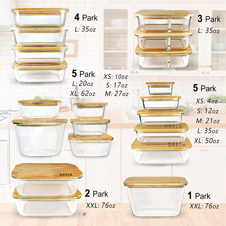 35oz Same Size Glass Food Storage Containers with Lids - Airtight