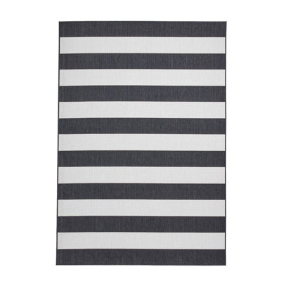 Rhem Rectangle Striped Flokati Indoor / Outdoor Area Rug