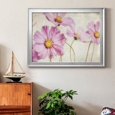 «Pink Cosmos I», peinture sur toile encadrée