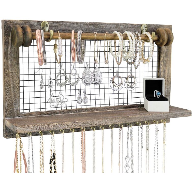 Gracie Oaks Kymora Wood Wall Mounted Fishing Rack