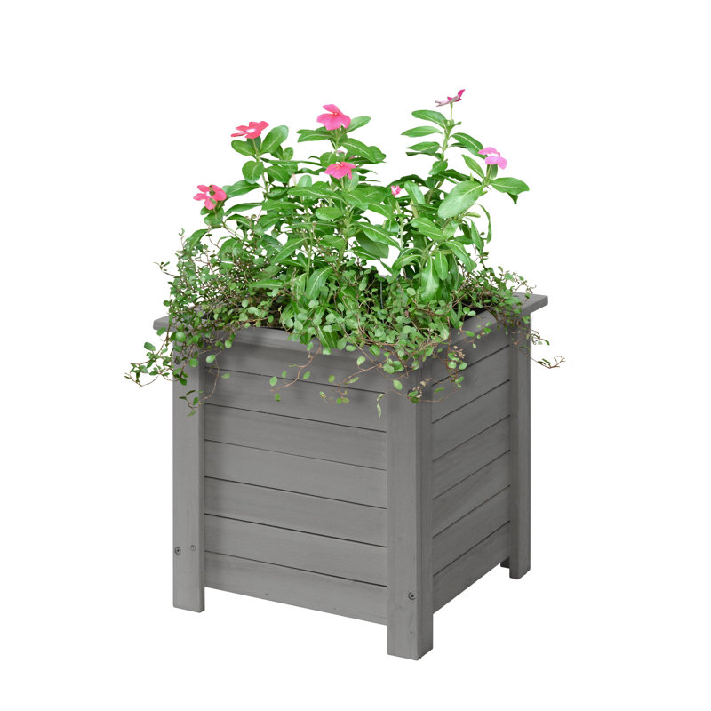 Boîte à fleurs en bois Naitri, gris