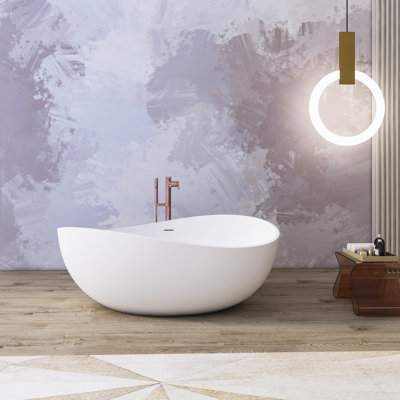 x 37.4'' Freestanding Soaking Solid Surface Bathtub