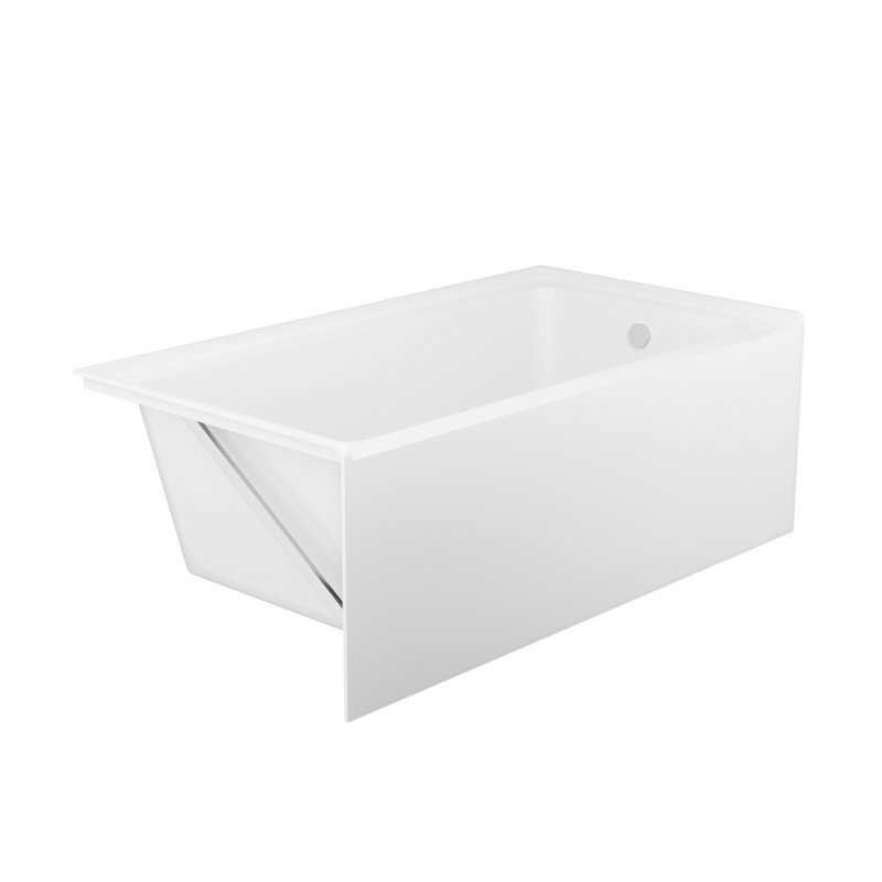 60'' L × 32'' W Acrylic Alcove / Tile In Bathtub With Right Drain, Soaking Tub for Bathroom, Right