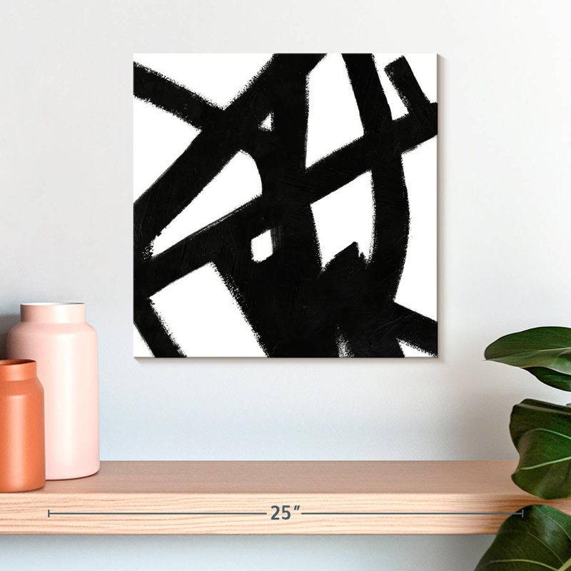 Black Ink Streaks II, 16" H x 16" W