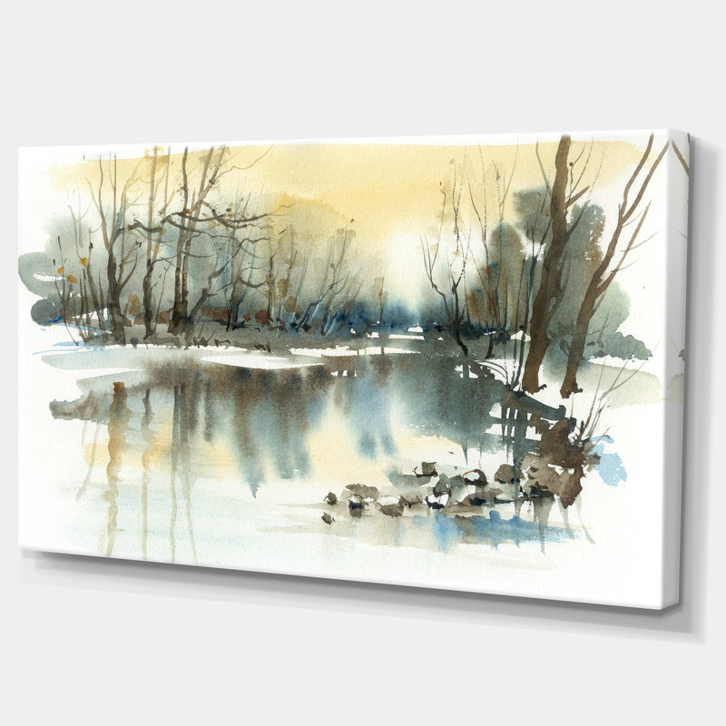" River In Winter ", 12" H x 20" W x 1" D