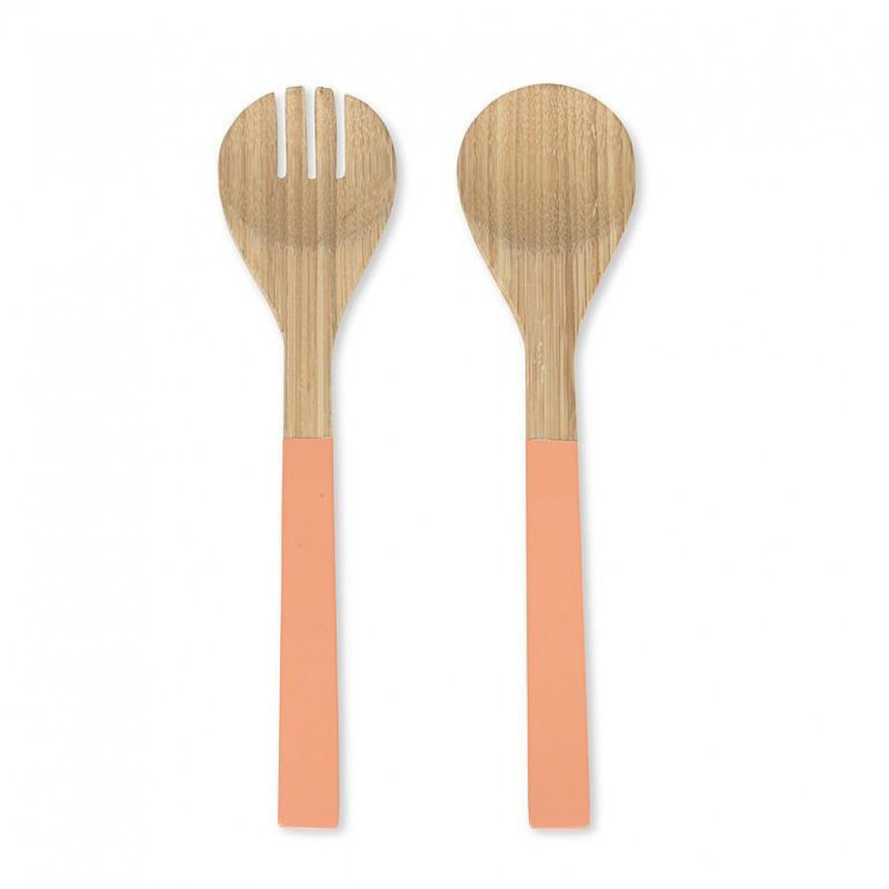 Handled Fork And Spoon Salad Servers, Melon