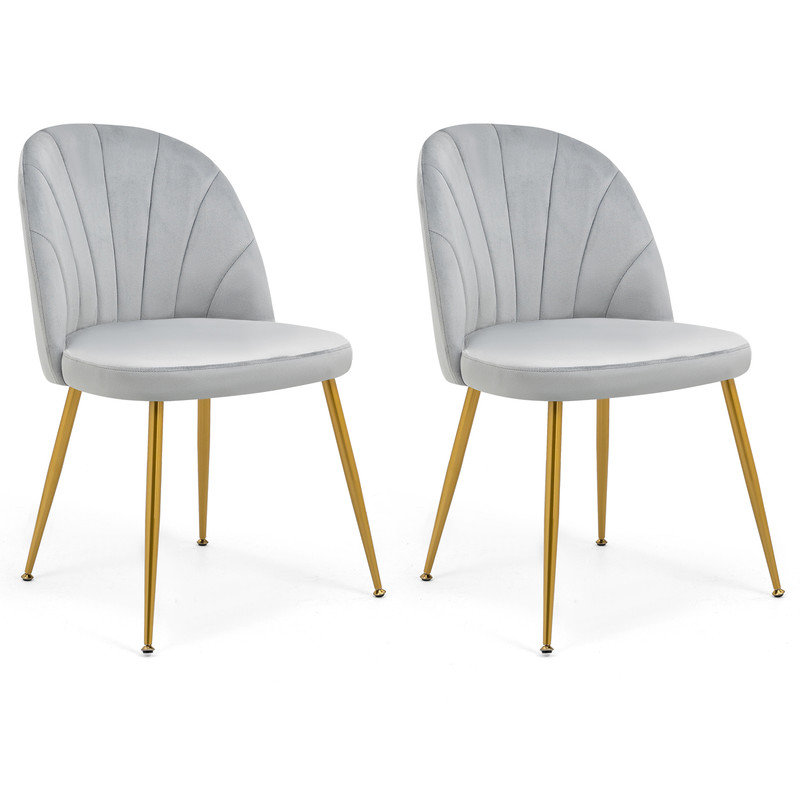Modern Velvet Armless Side Dining Chairs, Gray
