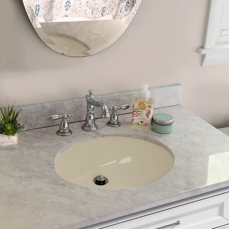 Nantucket Sinks Great Point 17.25" Vitreous China Oval Bathroom Sink with Overflow, Biscuit