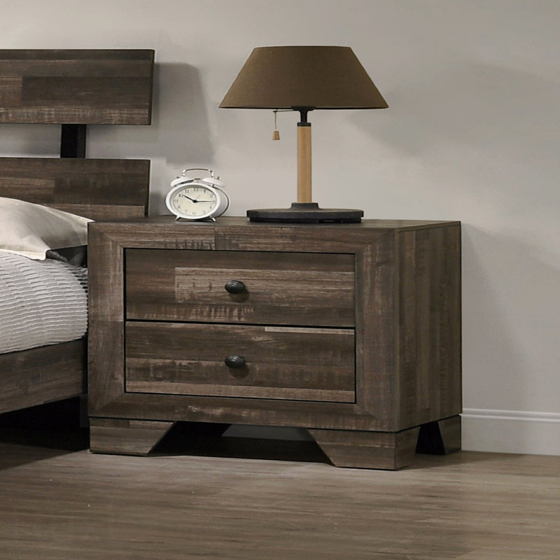 Mobilier de chambre à coucher 1 pièce à 2 tiroirs avec rangement à tiroirs et brun brun, Brun