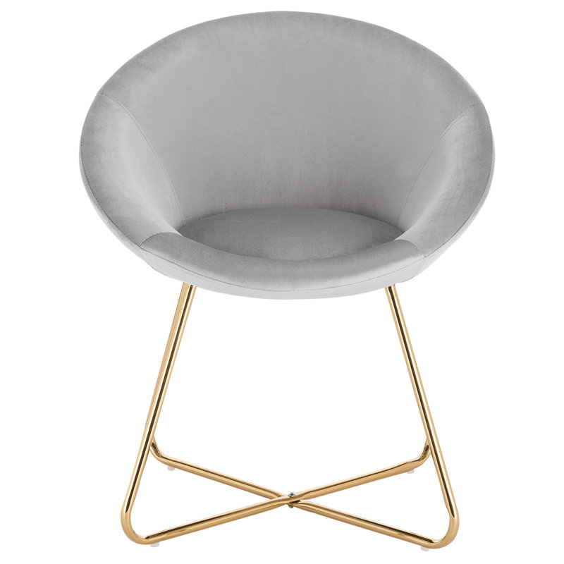 Liverman 44cm H Velvet Upholstered Side Chair, Grey