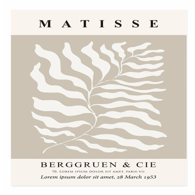 «Botanical Matisse Plant Coffee Beige», reproduction d'art moderne sans cadre Mid-Century