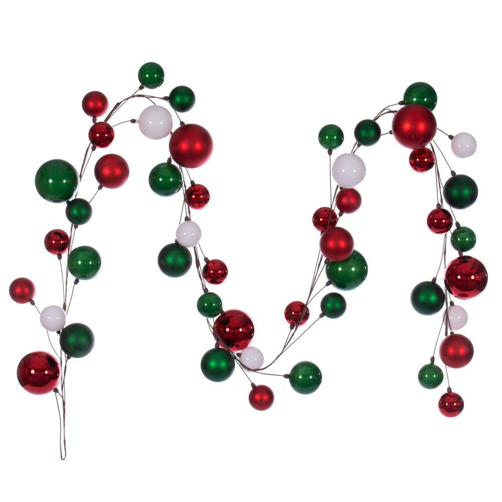 120'' in. Faux Garland, White/Red/Green