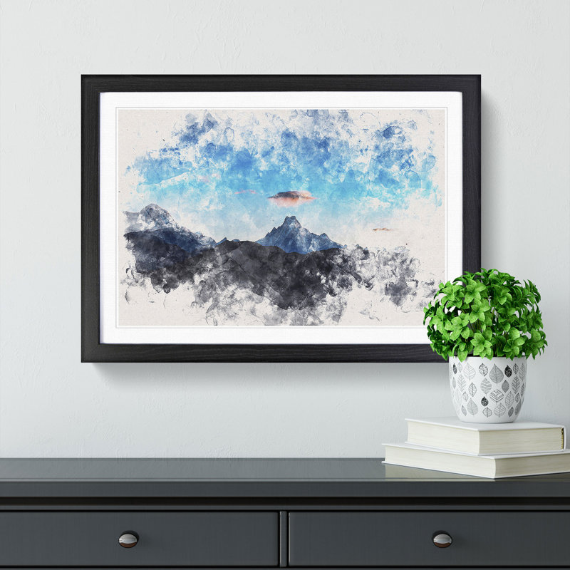 Fishtail Mountain Nepal - Picture Frame Painting Print, 36cm H x 48cm W x 2cm D, Black Framed